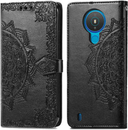 iMoshion Hoesje Geschikt voor Nokia 1.4 Hoesje Met Pasjeshouder - iMoshion Mandala Bookcase - Zwart