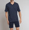 Schiesser Heren Shortama - Korte broek - V-hals - Donker blauw - M