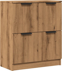 vidaXL - Dressoir - 60x30x70 - cm - bewerkt - hout - artisan - eikenkleurig