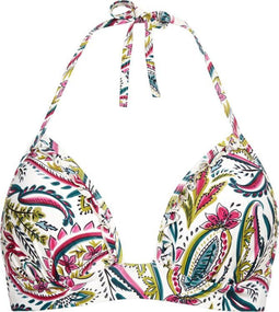 Cyell Wajang Floral - Bikinitop Voorgevormd Push Up Dames - Wit/Paars/Groen