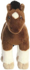 Aurora Pluche knuffeldier paard - eco nation knuffel - bruin/wit - 28 cm - Boerderijdieren thema