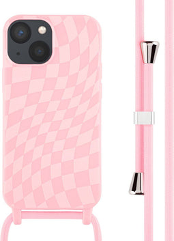 iMoshion Hoesje Geschikt voor iPhone 13 Mini Hoesje Met Koord - iMoshion Siliconen design hoesje met koord - Roze / Retro Pink