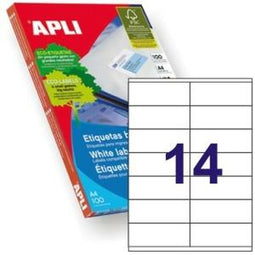 Klevende etiketten Apli 1275 100 Lakens 105 X 40 mm Wit