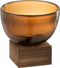 J-Line vaas Op Voet Breed - glas/hout - bruin - small - 11 cm hoog