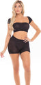 Pink Lipstick Lingerie Bandeau top en shorts set ON YOUR MIND 3PC SET, ONE SIZE Zwart