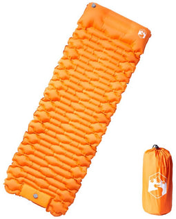 vidaXL - Kampeermatras - met - kussen - zelfopblazend - 1-persoons - oranje