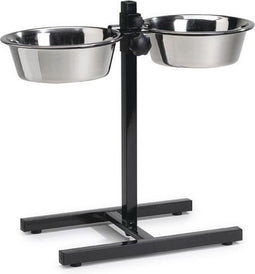 Beeztees Standaard - Dinerset Hond - 2 RVS bakken - Zwart - 25 cm