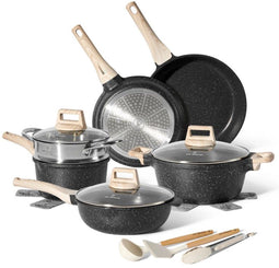 Just Perfecto JL-30 - 10-delige pannenset - stoompan antiaanbaklaag zwart graniet (10 stuks)