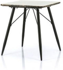 Furnilux - Bijzettafel Richy - Vierkant - Metaal Zwart - Marmer Bruin Blad - 50 x 50 x 56 cm