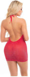 Pink Lipstick Lingerie Mini jurk LOVE BITE PLUNGE HALTER, ONE SIZE Rood