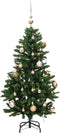 vidaXL - Kunstkerstboom - met - scharnieren - 150 - LED's - en - kerstballen - 150 - cm