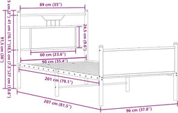 vidaXL - Bedframe - zonder - matras - hout - gerookt - eikenkleurig - 90x200 - cm