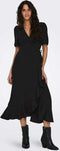 ONLY ONLMETTE SS WRAP MIDI DRESS WVN - Overslag jurk met strikdetail - M