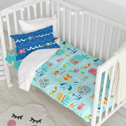 Happy Friday Duvet cover set 2 pieces Sea life 100x120 cm (Cot) Multicolor