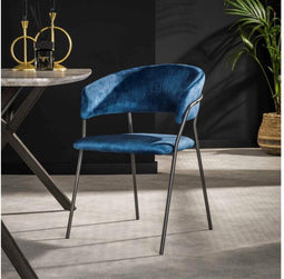Eetkamerstoel club - Blauw velours | Meubelplaats (set van 2)