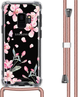 iMoshion Hoesje Geschikt voor Samsung Galaxy S9 Hoesje Met Koord - iMoshion Design Hoesje met Koord - Roze / Transparant / Blossom Watercolor
