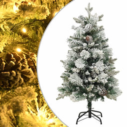 vidaXL - Kerstboom - met - LED - en - dennenappels - en - sneeuw - 150 - cm - PVC - en - PE