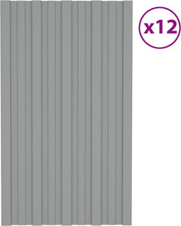 vidaXL - Dakpanelen - 12 - st - 80x45 - cm - gegalvaniseerd - staal - grijs