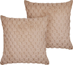 PURSLANE - Set van 2 kussens - Beige - 43 x 43 cm - Nepbont