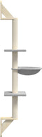vidaXL - Kattenmeubel - wandgemonteerd - met - krabpaal - 142,5 - cm - lichtgrijs