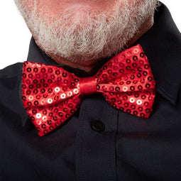 dressforfun - pailletten-vlinderdas - unisex - rood - 12,5 x 6,5 cm