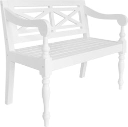vidaXL - Bank - Batavia - 98 - cm - massief - mahoniehout - wit