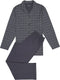 Schiesser Heren Pyjama - Doorknoop - Ruitenpatroon - Antraciet - Maat XL