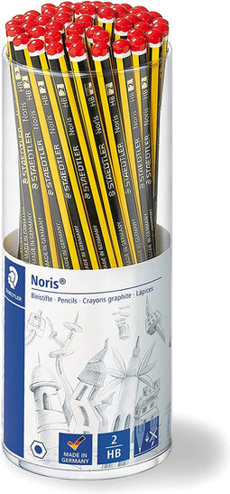 STAEDTLER Noris HB potloden, zeshoekig, kokerverpakking met 50 ongelofelijk breukvaste potloden, hoge kwaliteit Made in Germany, 120 KP50