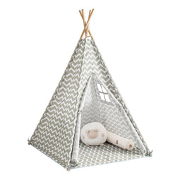 SoBuy OSS03 - Tipi Tent Kinderen - 1 deur 1 raam - Wit/Grijs 112x112x158 cm