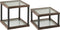J-Line Set Van 4 Salontafels Hout/Glas Bruin - 51 x 51 x 46 cm