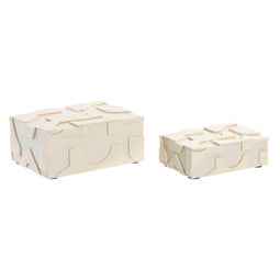 Doos-Juwelenkistje Home ESPRIT Wit Hars Bot 18 x 13 x 7,5 cm (2 Onderdelen)
