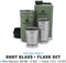 Stanley Adventure Pre|Party Shot Glass + Flask Set | Hammertone Green | BPA-Vrije shotglazen & heupfles | Roestvrijstalen borrelglazen & zakflacon | Makkelijk opstapelen & opbergen