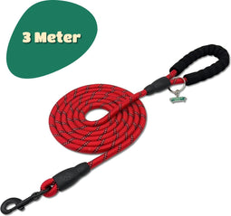 Mister Mill Reflecterende Hondenriem 3 Meter Rood - Honden Riem - Hondenlijn - Honden Lijn