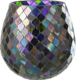 J-Line windlicht Mozaiek - glas - paars - large