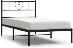 vidaXL - Bedframe - met - hoofdbord - metaal - zwart - 80x200 - cm