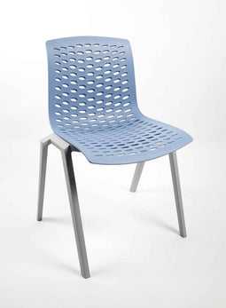 Kantinestoel Flex Frame Grijs Zitting Blauw