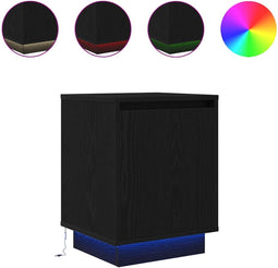vidaXL - Nachtkastjes - met - LED-verlichting - 2 - st - 38x34x50 - cm - zwart