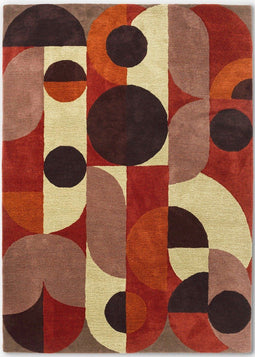 Brink en Campman - Brink en Campman Decor Cosmo Red Pale Green 095203 Vloerkleed - 160x230 - Rechthoek - Laagpolig Tapijt - Modern - Meerkleurig
