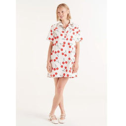 Red striped midi shirt dress - Maat XL