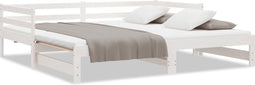 vidaXL - Slaapbank - met - onderschuifbed - 90x190 - cm - massief - grenenhout - wit