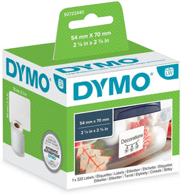 DYMO LW - Universele labels - 54 x 70 mm - Zelfklevend - Wit (320 stuks)