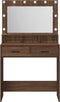 vidaXL - Make-up - Tafel - met - LED - Verlichting - - - Bruin - Eiken, - 79x41x135 - cm
