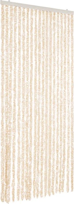 vidaXL - Vliegengordijn - 56x200 - cm - chenille - beige - en - wit