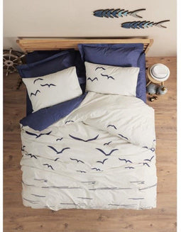 King Reinforced - Dekbedovertrekset - 1 dekbedovertrek 240 x 220 cm + 2 kussenslopen 60 x 60 cm - 100% katoen - Blauw (2 stuks)