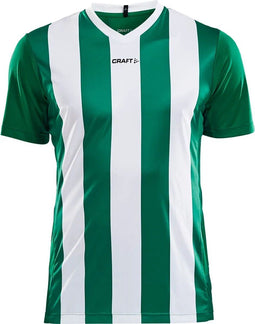 Craft Progress Stripe Shirt - Korte Mouw - Ergonomisch ontwerp en meshpanelen - Groen/Wit
