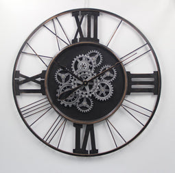 Grote wandklok Lieke - Wandklok Industrieel - Zwart 76 cm