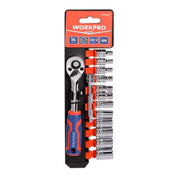 Dopsleutelset Workpro 1/4" 14 Onderdelen
