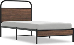 vidaXL - Bedframe - zonder - matras - bewerkt - hout - bruin - eikenkleur - 100x190 - cm