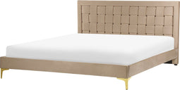 LIMOUX - Tweepersoonsbed - Taupe - 160 x 200 cm - Fluweel