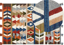 Beliani KAGHSI - Kelim vloerkleed - Multicolor - Wol